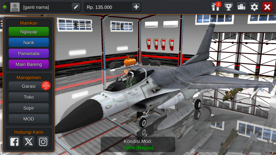 MOD BUSSID Pesawat Tempur F-16 A